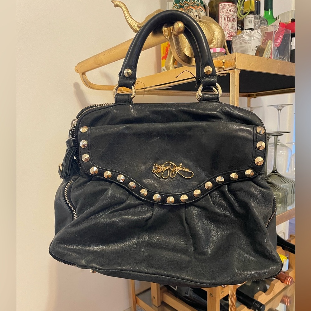 Betsey Johnson Black Handbag with Gold Accents